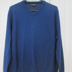 Men's Club Room Marino Wool/Acrylic Sweater XL Blue V-Neck